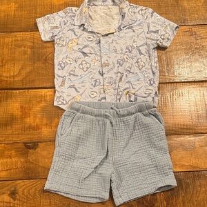 Angel Dear Nautical Notebook Button Down Bamboo Polo and Muslin Short Set